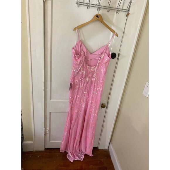 NWT Lulu's Women's Pink Glittering Excellence Sequin Lace Up Maxi - XL - Picture 5 of 16